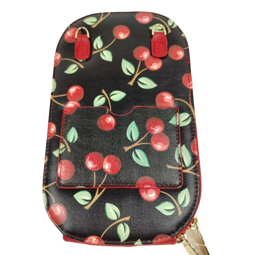 Monarque Mary Englebright Cherries Crossbody Clutch Sling Zip Purse Bag Pockets - Picture 2 of 6